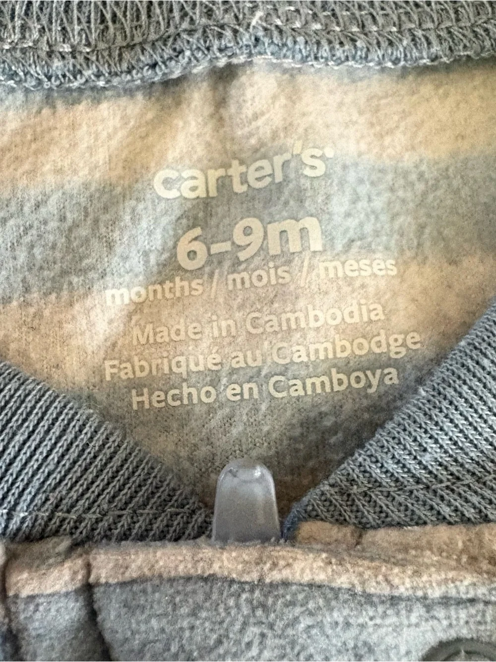 Carters Blue Striped Fleece Bear Sleep Sack - 6-9 months